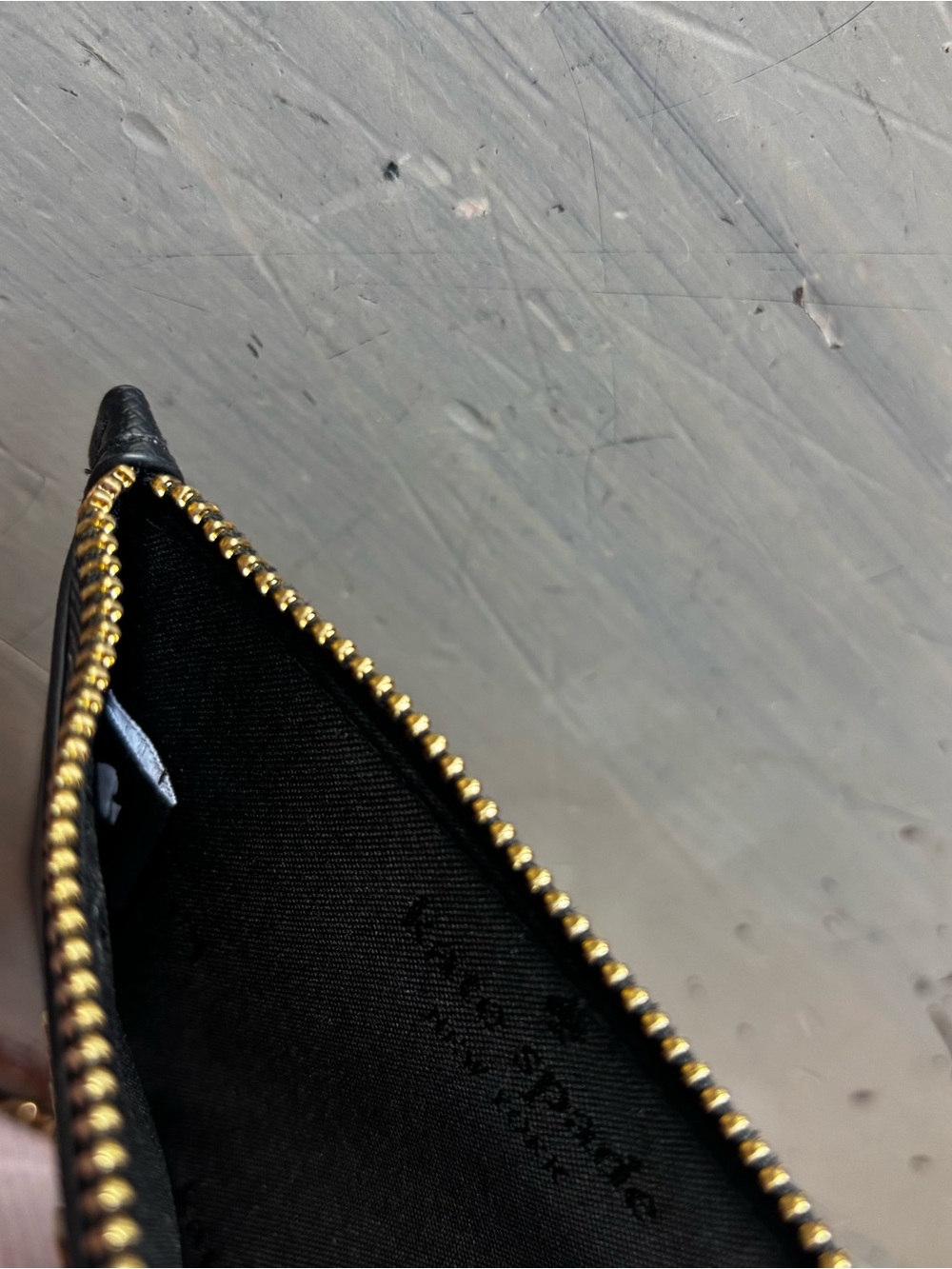 kate spade black leather keychain wristlet card & key holder with gold hardware - Picture 3 of 4